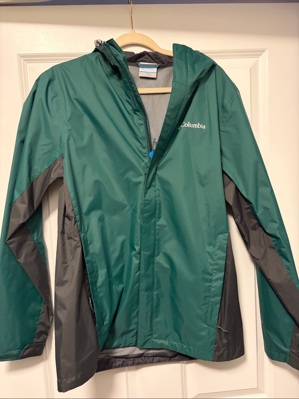 Columbia Green & Gray Hooded Rain Shell